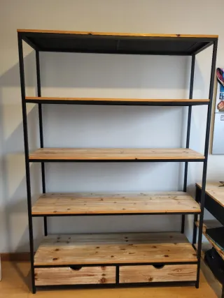 Estantería Industrial Madera y Metal