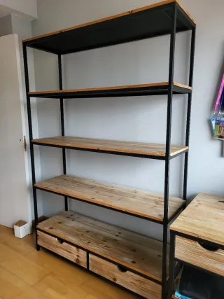 Estantería Industrial Madera y Metal