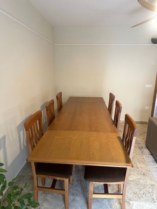 Mesa de Salon Roble Extensible y 6 Sillas