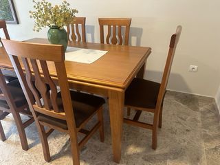 Mesa de Salon Roble Extensible y 6 Sillas