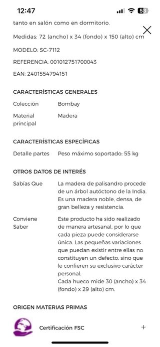 Estantería Bombay El Corte Inglés Madera