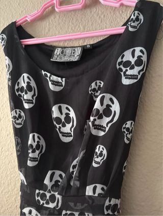 Vestido gasa negro calaveras