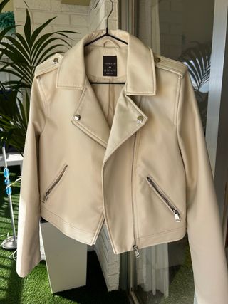 Chaqueta efecto piel beige Talla XS
