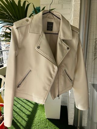 Chaqueta efecto piel beige Talla XS