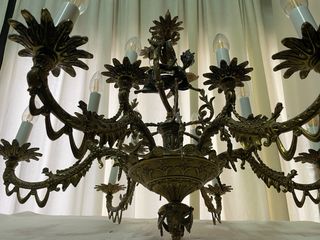 Lámpara de araña de bronce antigua LED