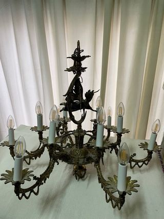 Lámpara de araña de bronce antigua LED