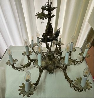 Lámpara de araña de bronce antigua LED