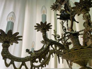 Lámpara de araña de bronce antigua LED