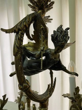 Lámpara de araña de bronce antigua LED