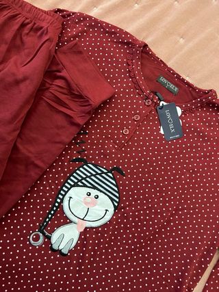 Pijama mujer LOVOELX burdeos lunares