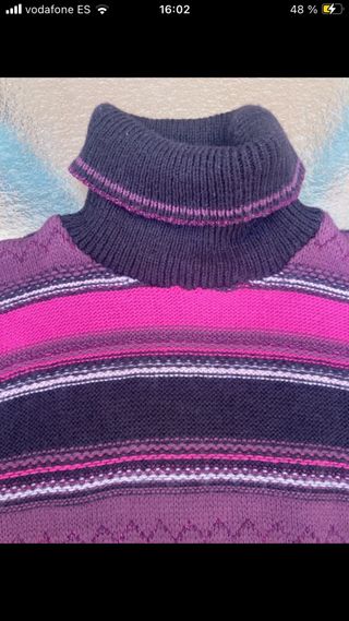 Jersey cuello alto sin mangas rayas