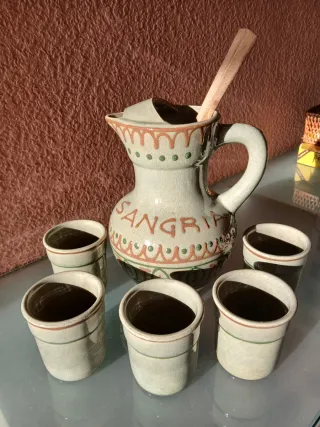 Juego Sangria Cerámica Beige/Verde