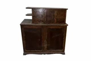 Máquina de coser Singer antigua con mueble