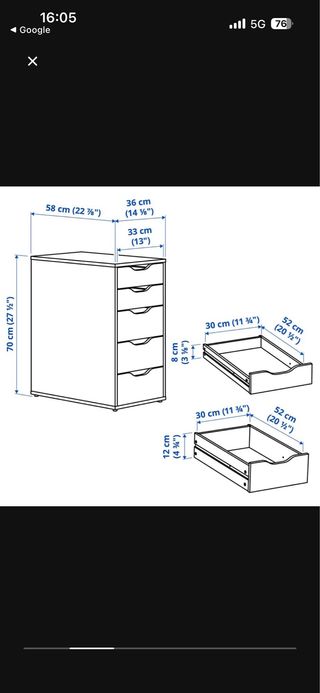 Cajonera Alex Ikea negra
