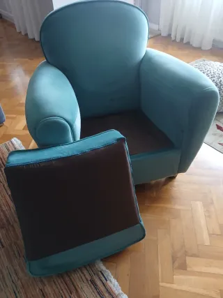 Butaca de terciopelo color verde azulado
