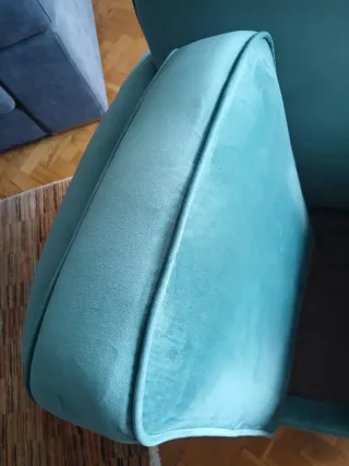 Butaca de terciopelo color verde azulado