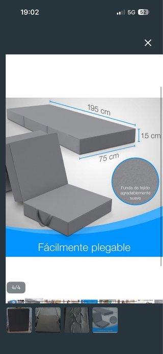 Colchón Plegable Espuma Extra Gruesa