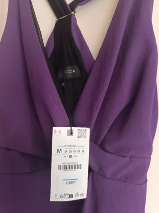 Vestido morado midi nudo fornitura zara