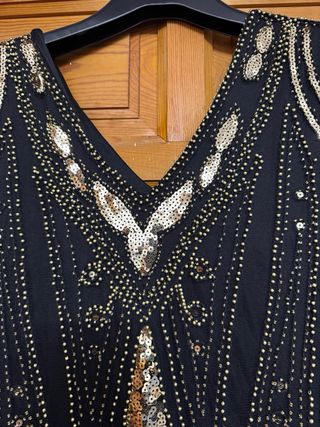 Vestido Gatsby Negro y Dorado