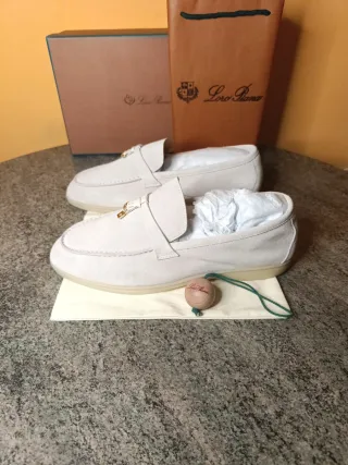 Mocasines Loro Piana Beige/Teal
