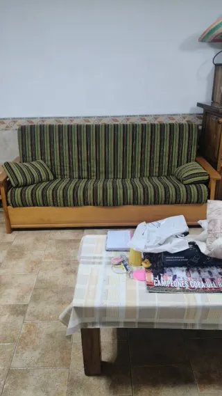 Sofá Cama Madera y Tela