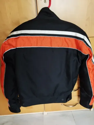 Chaqueta Moto Negra y Naranja Mujer