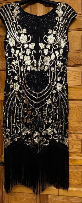 Vestido Gatsby Negro y Dorado