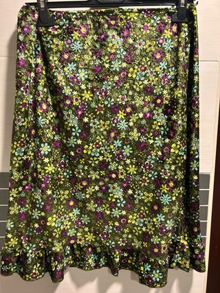 Falda Zara Terciopelo Estampada Talla M