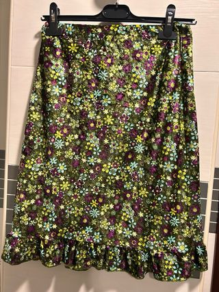 Falda Zara Terciopelo Estampada Talla M