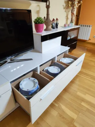 Mueble salón blanco y negro 3,15m