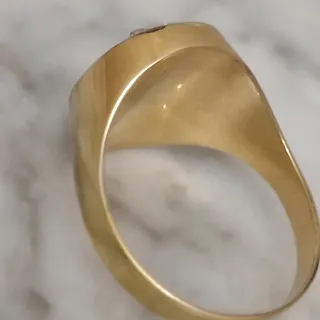 Anillo Sello Oro 18k J Diamantes Naturales Ónix