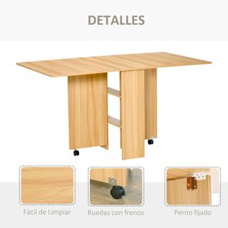 Mesa de Comedor Plegable con Ruedas Mesa Auxiliar