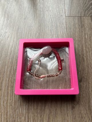 Pulsera Cuarzo Rosa y Abalorios Rojos