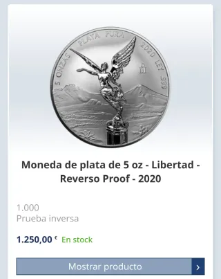 Set Monedas Plata LIBERTAD 2020 REVERSE PROOF 7 Oz