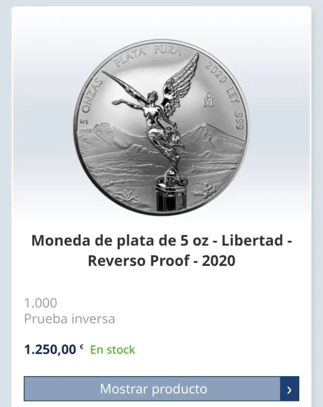 Set Monedas Plata LIBERTAD 2020 REVERSE PROOF 7 Oz