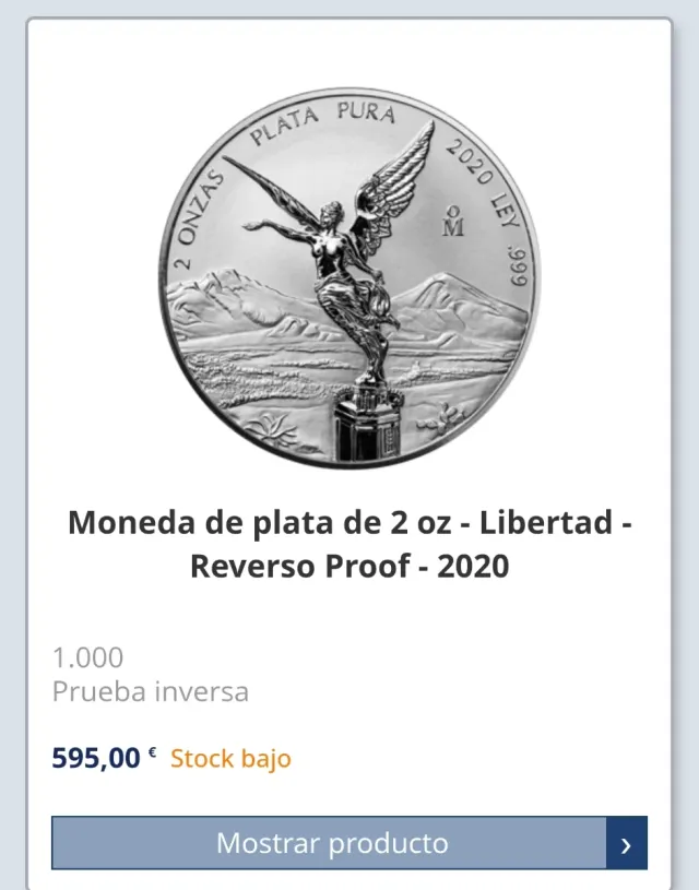 Set Monedas Plata LIBERTAD 2020 REVERSE PROOF 7 Oz