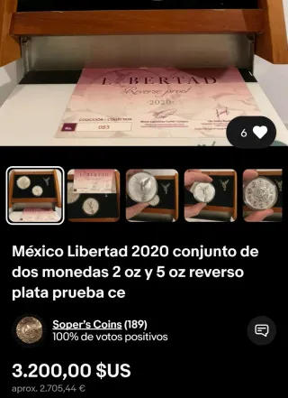 Set Monedas Plata LIBERTAD 2020 REVERSE PROOF 7 Oz