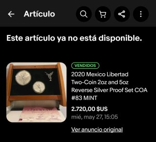 Set Monedas Plata LIBERTAD 2020 REVERSE PROOF 7 Oz
