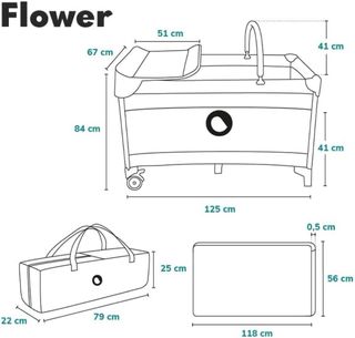 lionelo Flower Camita de Viaje 4 en 1
