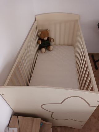 Cuna bebé y colchón 140x74x88