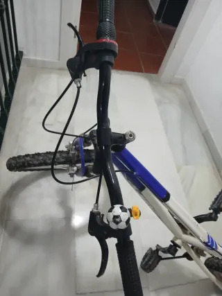 Bicicleta infantil blanca y azul