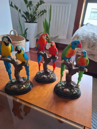 3 Figuras Resina Guacamayas Parejas