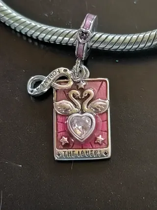 Charm in argento S925, 'The Lovers' serie Tarocchi