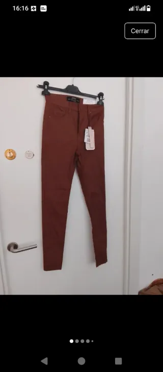 Pantalón Stradivarius High Waist Coating Marrón Ta