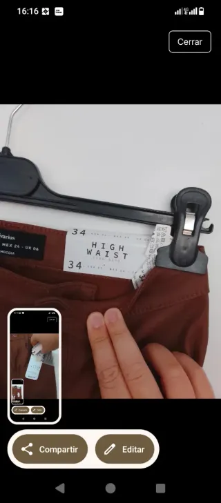 Pantalón Stradivarius High Waist Coating Marrón Ta