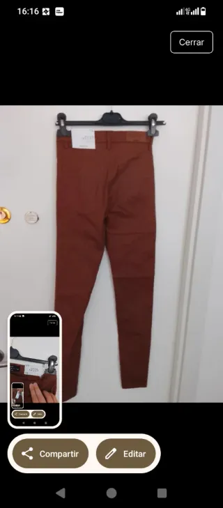 Pantalón Stradivarius High Waist Coating Marrón Ta