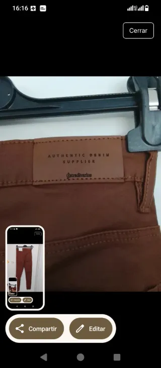 Pantalón Stradivarius High Waist Coating Marrón Ta