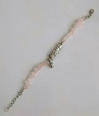Pulsera MaMa Acero y Cuarzo Rosa