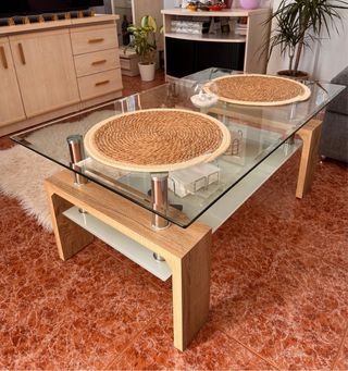 Mesa de centro de cristal