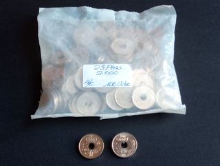 BOLSA 100 MONEDAS 25 Ptas. 2000 S/C. JUAN CARLOS I